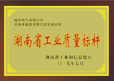 威勝電氣榮膺湖南省工業質量標桿企業 威勝電氣榮膺湖南省工業質量標桿企業